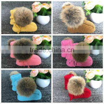 Wholesale 0-3-6-12 Month Handmade Kinitted New Born Booties Baby Prewalker Shoes