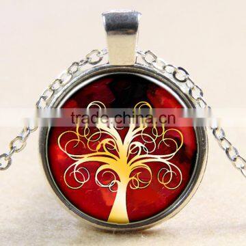 XP-TGN-LT-175 Cheapest Price Life Tree Pendant Antique Dome Cabochon Charm Glass Silver Time Gem Necklace For Gift photo-2