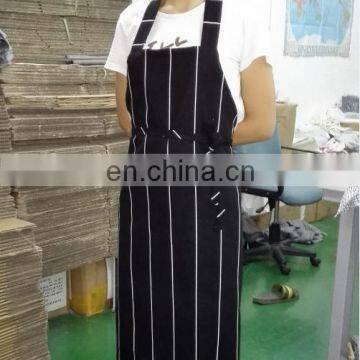 high quality 100% cotton black and white stripes bib apron for bar/kitchener/chef