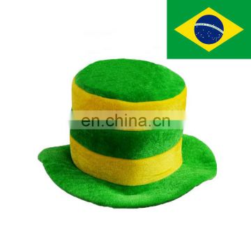 Funny Velvet Brazilian flag color football match fans top hat