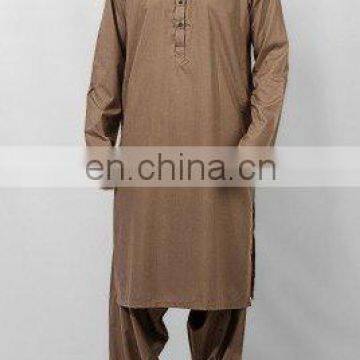 Mens Black shalwar kameez with embroidery on shoulders and collar-MENS SHALWAR KAMEEZ JAMAWAR FABRICS