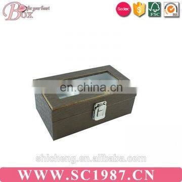 Custom luxury pu leather watch box lock