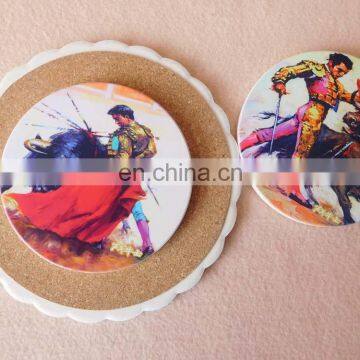 Custom Round Ceramic Coaster With Cork Back photo-2