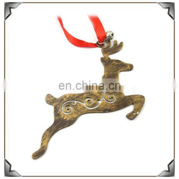 antique brass santa deer ornament for Christmas