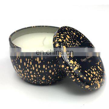 Fancy printing metal ball shaped travel candle tin