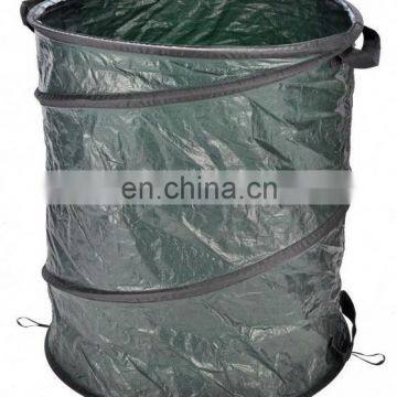 Foldable Garden Waste Leaf Bucket Pop Up Gardening Bag with Zip Closed Lid Garden Trash Tin