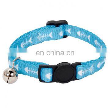 Blue nylon cat collar pet collar with bell for cat decoration