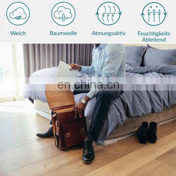 100% Cotton Navy Blue Twin Full Queen King Size Plaid Bed Sheet Duvet Cover Set With Simple