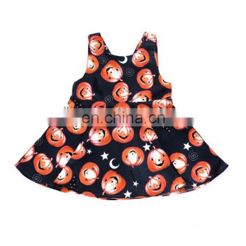 Wholesale Baby Clothes Dress Pumpkin Printed Sleeveless Cotton Halloween Baby Girl Dress