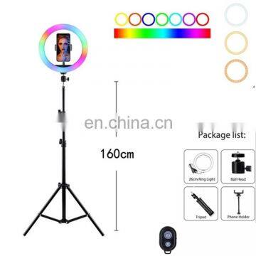 DDP Terms TikTok Live Broadcast LED Dimmable Ring Light USB Selfie RGB 32 Colors Makeup Ring Light With Tripod Stand photo-4