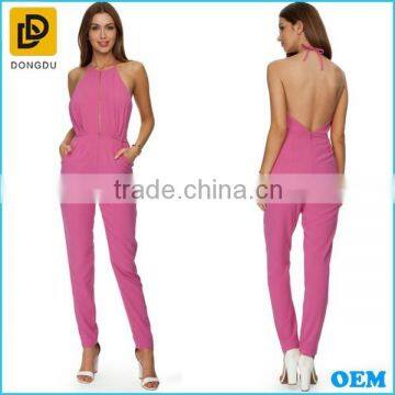 Latest halterneck design sexy backless women jumpsuit 2015