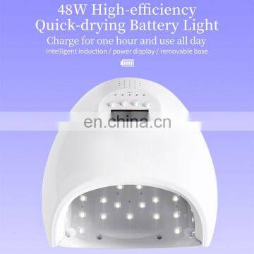 Asianail New Arrival 48w Pro Wireless Dual Light Rechargeable Cordless Sun Led Gel Uv Nail Lamp