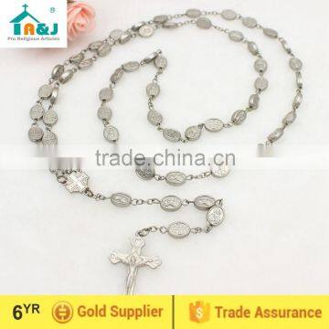 Oval shape metal beads rosary