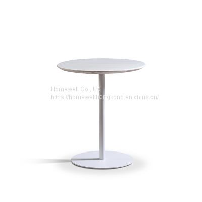 modern round side table, light table marble top with metal base LT1506-3 in white color livingroom furniture