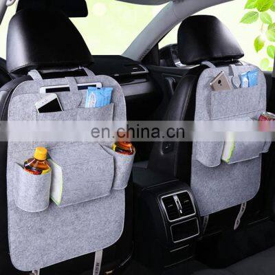 Leather Car Storage Bag For Car Organizer Storage Bag Universal Back Hanging Mesh Seat Organizer Box Felt Covers