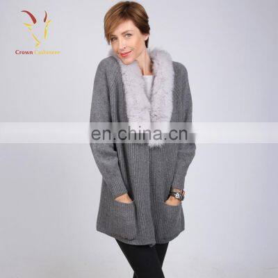 Women Luxury Long Chunky Knit Cardigan,Fur Collar Cardigan Sweater