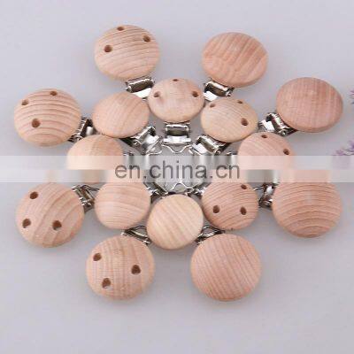 High Quality 25mm Holes Custom Round Shirt Maple Pacifier Wood Suspender Clip photo-2