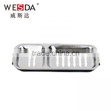 WESDA Bathtub Soap Dish Silver Square Stainless Steel Soap Two Dish Bathroom Sets Metal Soap Holder/Soap Dish/Soap Basket photo-2