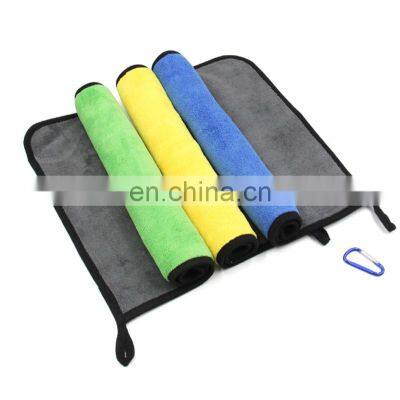 High Quality 30*40cm Thick Cotton Double-sided Color Towel Absorbent Non-stick Bait Outdoor Sports Fishing Towel with Carabiner