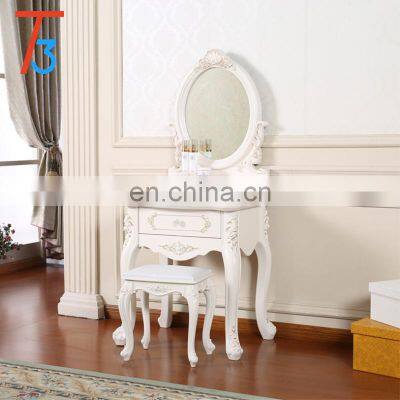 White Wooden vanity makeup table bedroom furniture dresser with mirror