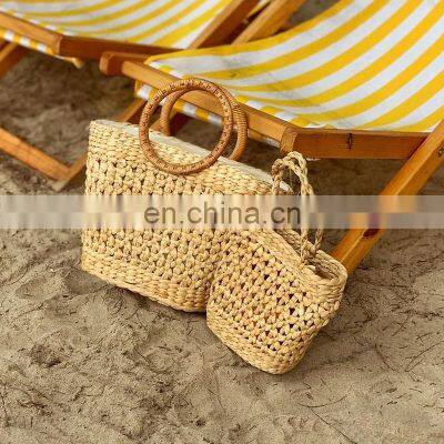 Set Of 2 New Trendy Water hyacinth Handbag for Party, Woven Straw Bag For Beach Trip Wholesale Vietnam Manufacturer