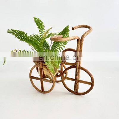 Hot Sale Vintage Vintage Rattan Bike Planter, Plant Stand, Basket Plant holder Cheap Wholesale Vietnam Manufacturer