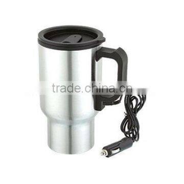 BPA free cheap 450ml plastic inner stainless steel outer electric heated coffee mugs