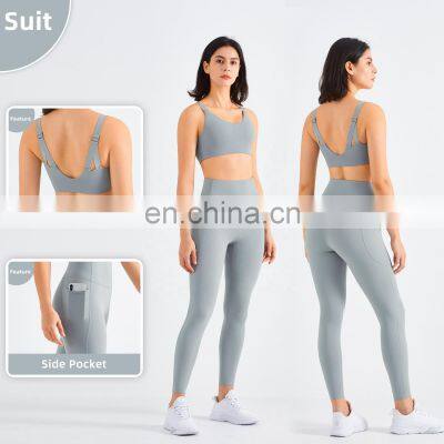 High Waist Yoga Leggings Without T Line Factory Sales Gym Sports Side Pockets Pants