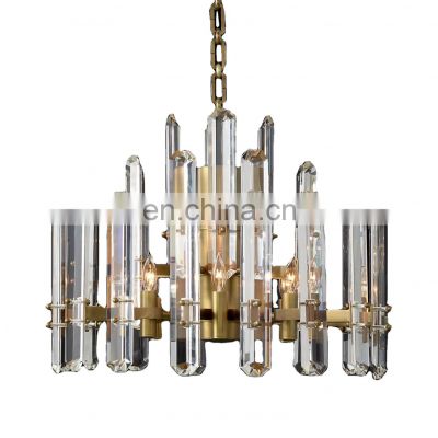 Customizable Size Modern Steel Copper Chandelier Large Art Crystal Pendant Light for Hotel Villa Dining with LED Light Source