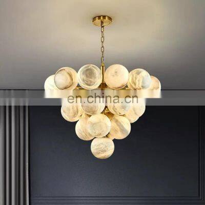 Restaurant Light Luxury Alabaster Ball Modern Led Chandelier for Home photo-2