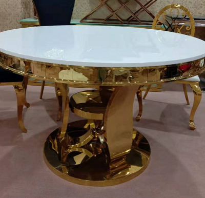 Modern Luxury Marble Golden Stainless Steel Dining Room Table Restaurant Table Hotel Table