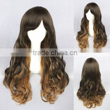 High Quality 65cm Medium Long Wave Brown Mixed Lolita Wig Synthetic Anime Wig Cosplay Hair Wig Party Wig