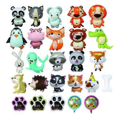 New Light Film Small Animal Balloons Fox Walrus Crocodile Hippo Rabbit Tiger Cartoon Shape Aluminum Foil Balloon