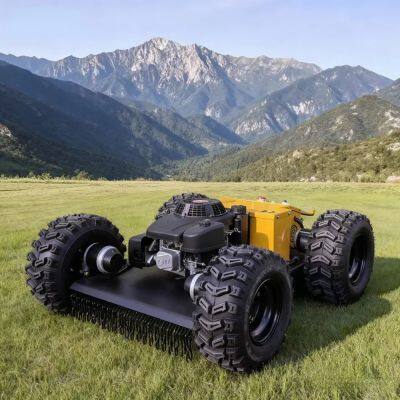 Vigorun Industrial Cortador de césped robot controlado por radio con ancho de corte de 550 mm, velocidad de desplazamiento de 0 - 6 km/h y motor de gasolina Loncin de 350 W