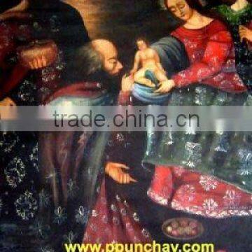 Art Oil Painting "Adoration Of The Three Magi" 47x31" Peru