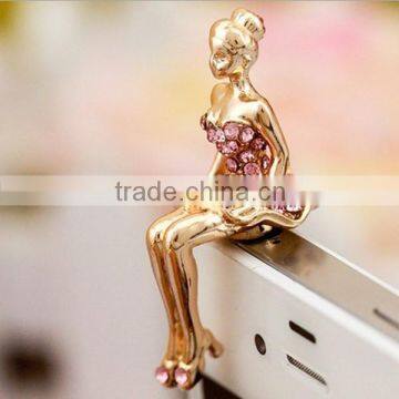 Luxury Crystal Cute Girls Earphone Juck Dust Plugs ,Dust Plugs for iPhone Samsung iPad