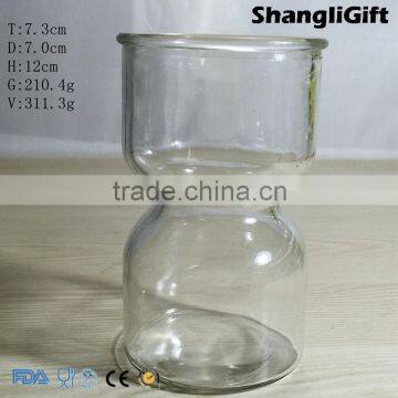 310ml Transparent Glass Bottle Special Glassware With Plastic cap