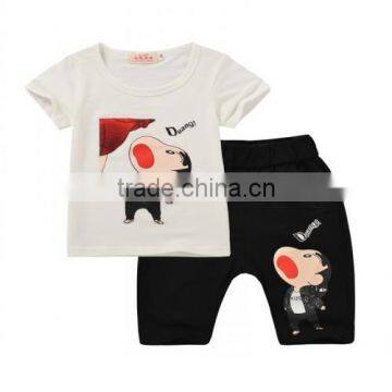 2016 latest new design kids clothes baby boy girl cartoon t shirt and pant set