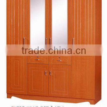 wardrobe 4 doors double mirror beech color