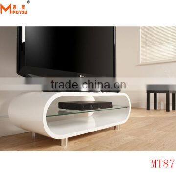 high gloss wood oval shape tv stand