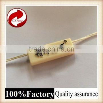 Fashional good quality plastic seal tag with logo string seal plastic hook hang tag