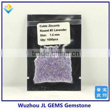 1.5mm round lavender small round AAA cz stone