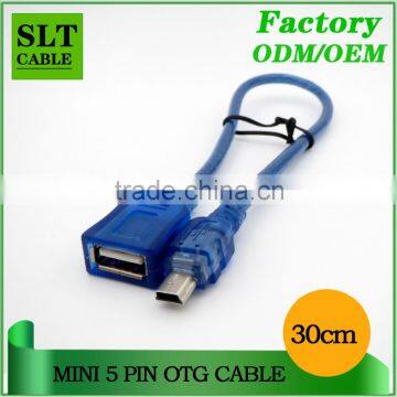 SLT Wohlesale Universal USB 2.0 Female to Mini 5Pin OTG Cable