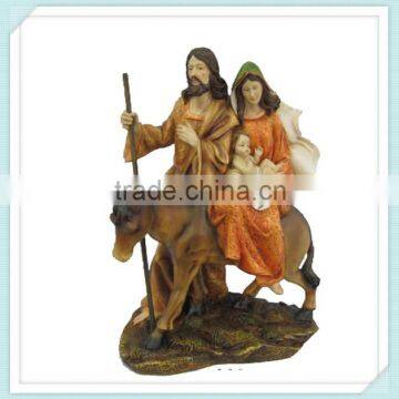 Holy family ride on horseback religious resin statue