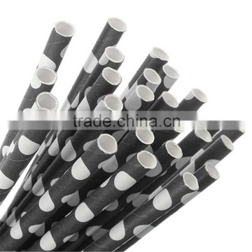 Black Polka Dot Paper Straws Drinking Straws Party Wedding Birthday