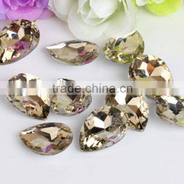 Coffee High Fancy Quality Wholesales Point Back Loose Teardrop Shapes Crystal Glass Beads for Jewelry Making Cheap