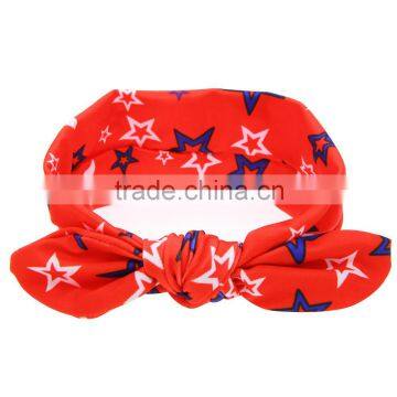 Hot-sales Kids Turban Knotted Headband for 4th of July Fashion Baby Cotton Hair Bands Wh-1742 photo-3