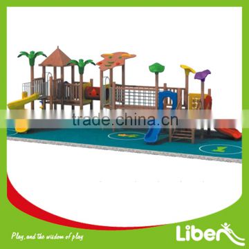 Outdoor Wooden Playground Bridge Swingsets and Playsets with Plastic Slide