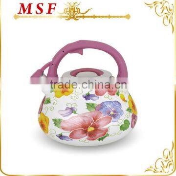 beautiful looks with flower pattern decal enamel tea pot