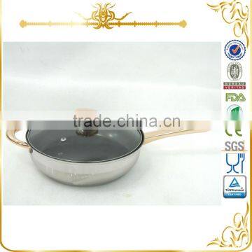 24cm stainless steel non-stick coating frypan with golden plated hanlde MSF-3948-5